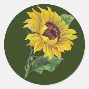 Sticker Rond Tournesol doré