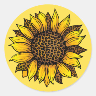 Sticker Rond Tournesol Empreinte de léopard