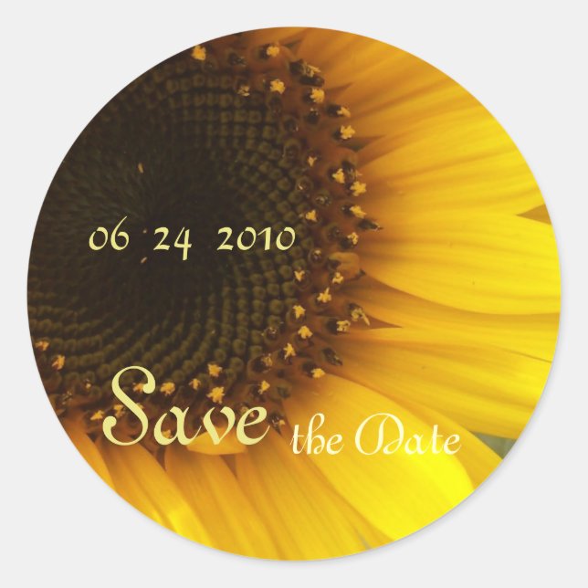 Sticker Rond Tournesol Enregistrer la date (Devant)
