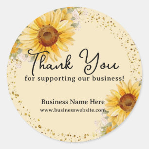 Sticker Rond Tournesol Faux Paillettes Or Mariage Commercial