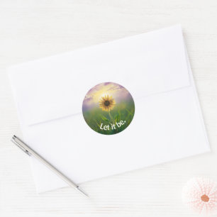Sticker Rond Tournesol Fluisant Dans Le Terrain Grassy