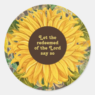 Sticker Rond Tournesol jaune chrétien racheté du Seigneur