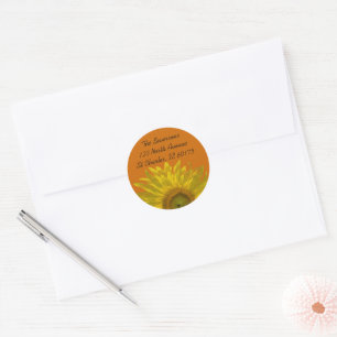 Sticker Rond Tournesol jaune sur Orange Adresse de retour