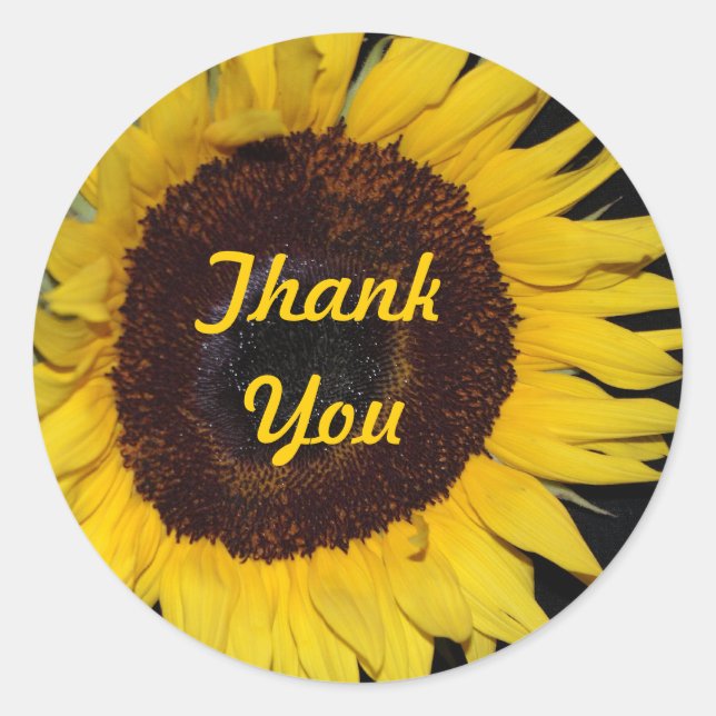 Sticker Rond Tournesol, Merci (Devant)