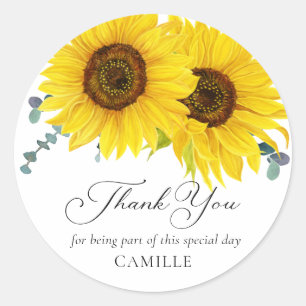 Sticker Rond Tournesol Merci 