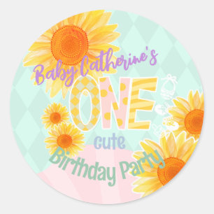 Sticker Rond Tournesol mignon Premier anniversaire