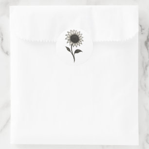 Sticker Rond Tournesol minimaliste - Design botanique élégant s