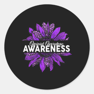 Sticker Rond Tournesol Opioïde Surdose Sensibilisation Ribbon p