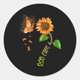 Sticker Rond Tournesol Papillon Rsd Crps sensibilisation