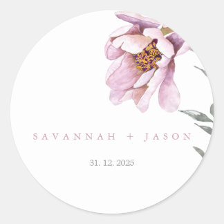 Sticker Rond Tournesol rose minimaliste | Sceau d'enveloppe Mar