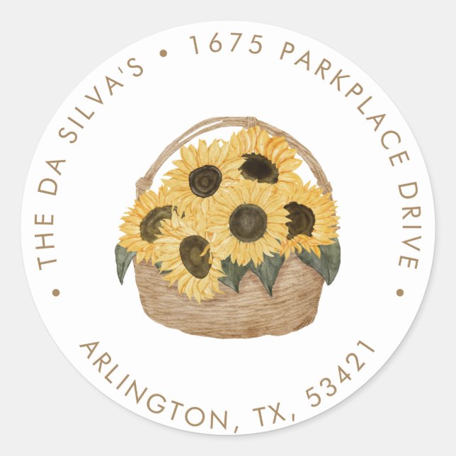 Sticker Rond Tournesol - Rustique Automne Retour Adresse Classi (Devant)