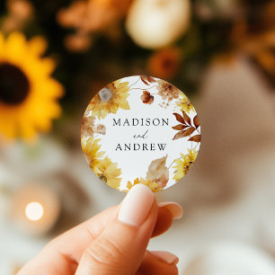 Sticker Rond Tournesols d'automne rustique et Mariage Fleur sau