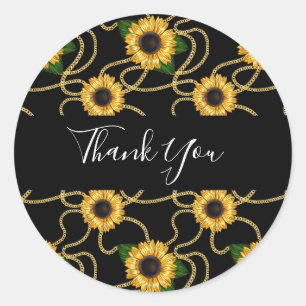 Sticker Rond Tournesols Jaunes Classiques Merci Motif élégant