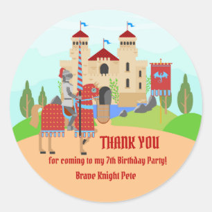 Sticker Rond Tournoi médiéval des chevaliers fête d'anniversair