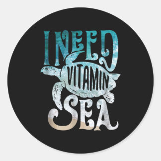 Sticker Rond Tourterelle | I Need vitamine Sea and Turtles
