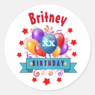 Sticker Rond Tous ballons colorés de fête V40D d'anniversaire