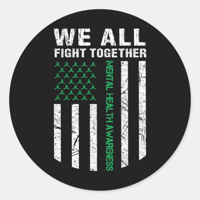 Sticker Rond Tous combattre ensemble Drapeau américain Mentolog (Devant)