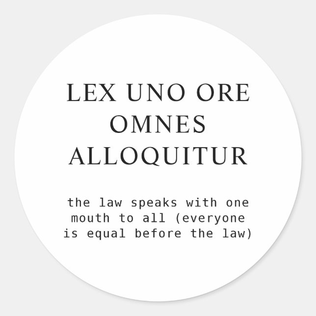 Sticker Rond Tous égaux devant la loi Citation latine (Devant)