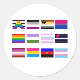 STICKER ROND TOUS LES DRAPEAUX DE FIERTÉ