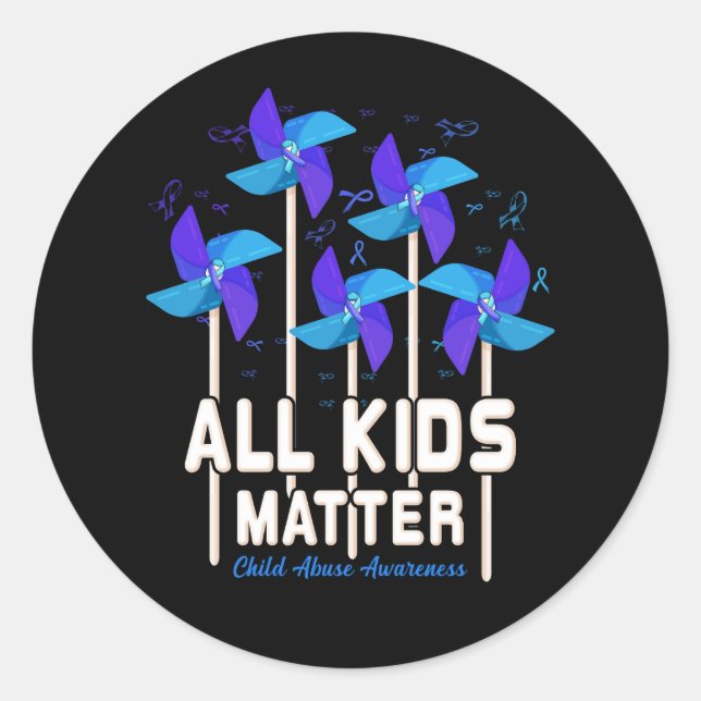 Sticker Rond Tous les enfants-matière Pinwheel Prévention de la (Devant)
