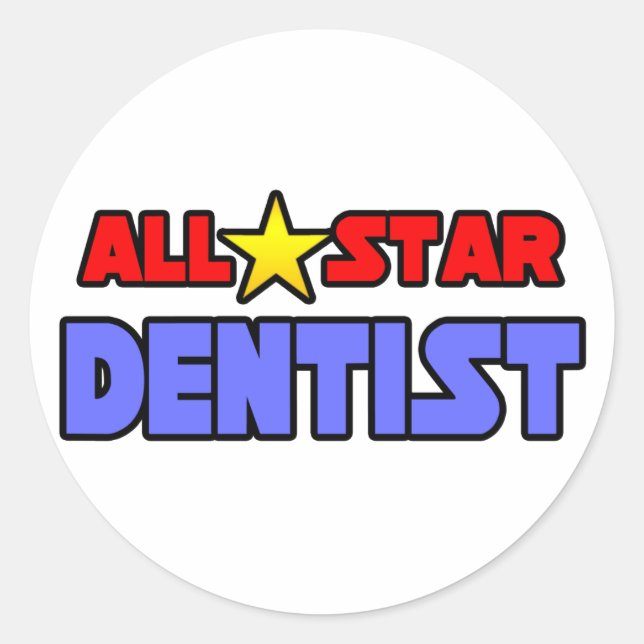 Sticker Rond Tous les étoiles dentiste (Devant)