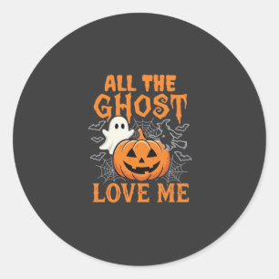 Sticker Rond Tous les fantômes m'aiment Halloween Design_1