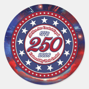 Sticker Rond Tous les hommes sont créés graphiques feux d'artif