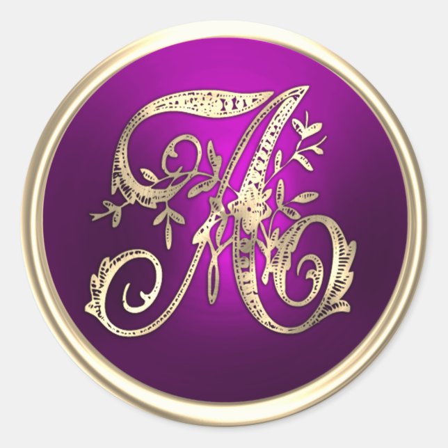 Sticker Rond Tous les initiales Monogramme Or Framboise (Devant)