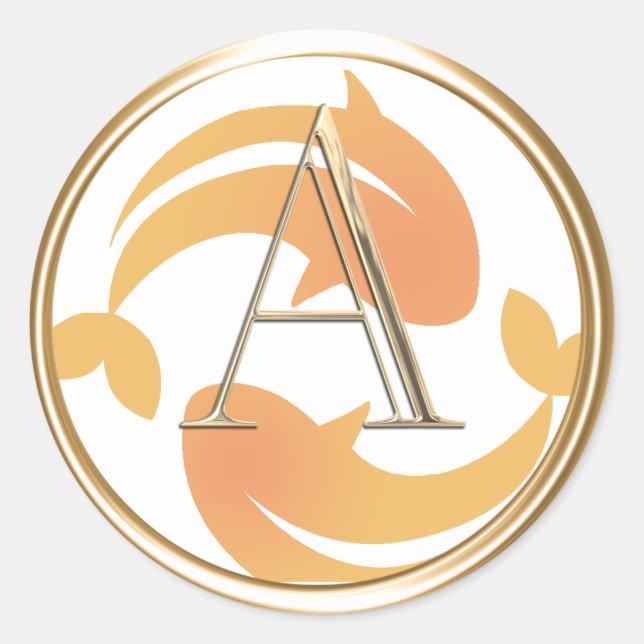 Sticker Rond TOUS LES INITIATIVES Monogramme Or Deux Orange Coy (Devant)