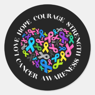 Sticker Rond Tous les problèmes de cancer, la sensibilisation C