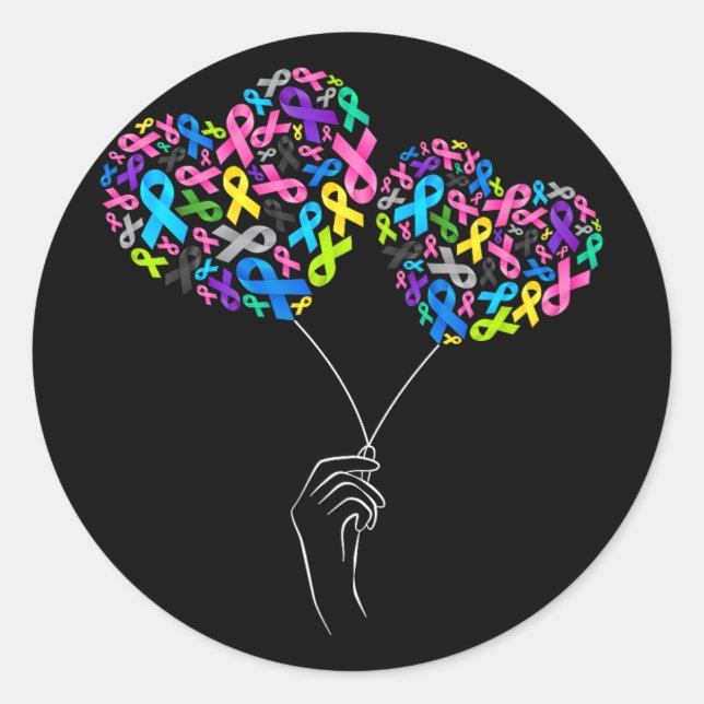 Sticker Rond Tous les problèmes de cancer, la sensibilisation C (Devant)