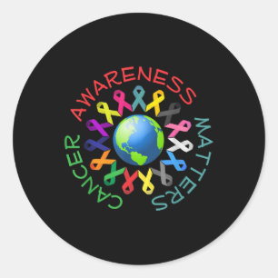 Sticker Rond Tous Les Rubans Cancer Pour Toute Sensibilisation 