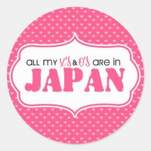 Sticker Rond Tous mes X et O sont au Japon