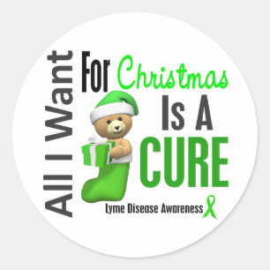 Sticker Rond Tous que je veux pour la maladie de Lyme de Noël
