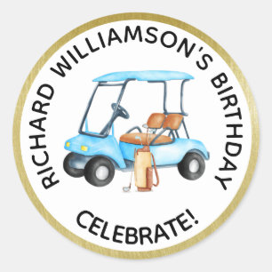 Sticker Rond Tout âge Golf Thème Anniversaire Fête Personnalise