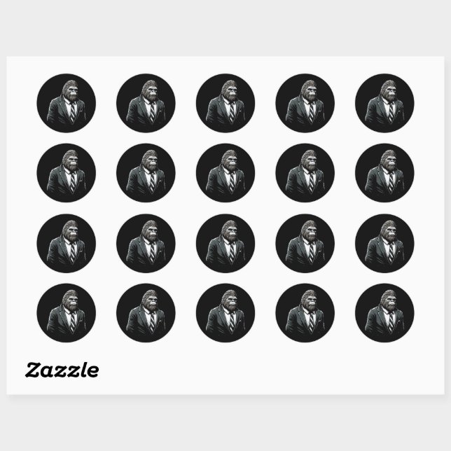 Sticker Rond Tout Business Bigfoot - Drôle élégant Sasquatch (Feuille)