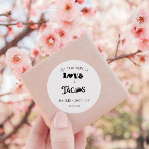Sticker Rond Tout ce dont vous avez besoin est amour & Tacos Re