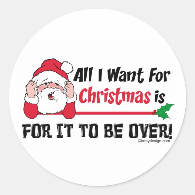Sticker Rond Tout ce que je veux pour Noël (Devant)