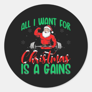 Sticker Rond Tout ce que je veux pour Noël, c'est des gains de