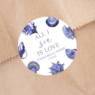 Sticker Rond Tout ce que je vois est Amour Élégantes Coquilles 