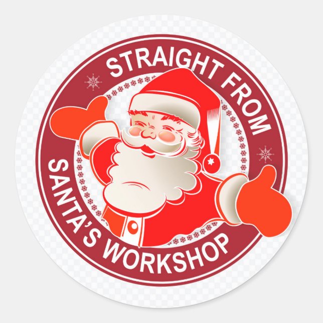 Sticker Rond Tout droit de l'atelier de Père Noël (Devant)