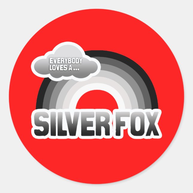 Sticker Rond Tout le monde aime un renard argenté (Devant)