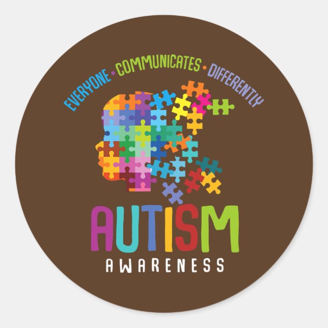 Sticker Rond Tout le monde communique différemment l'autisme sp (Devant)