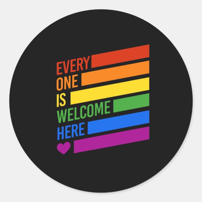 Sticker Rond Tout le monde est bienvenu ici (Devant)