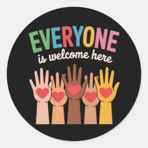 Sticker Rond Tout Le Monde Est Bienvenue Ici