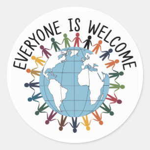 Sticker Rond Tout le monde est le bienvenu