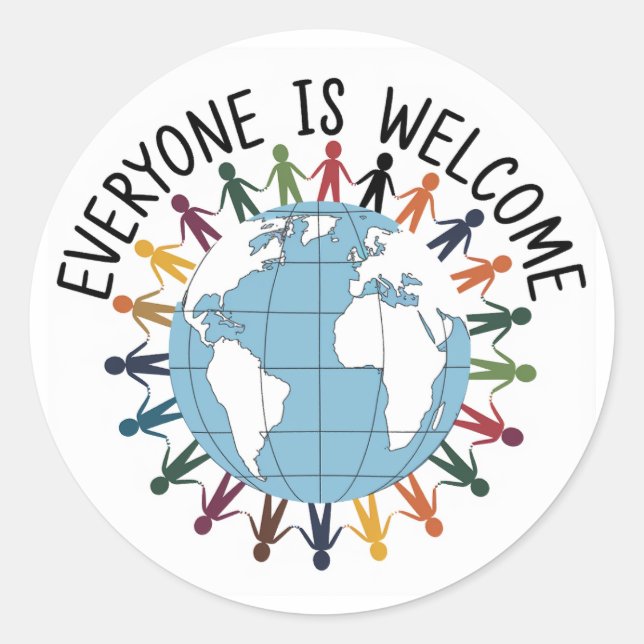 Sticker Rond Tout le monde est le bienvenu (Devant)