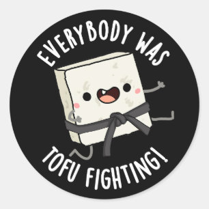Sticker Rond Tout Le Monde Était Tofu Combattre Un Jeu De Nourr