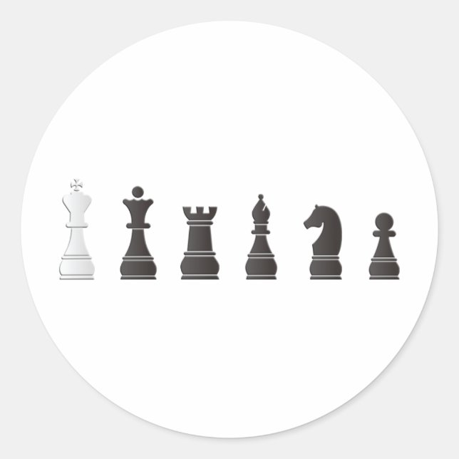 Sticker Rond Tout noir blanc, chess pieces (Devant)