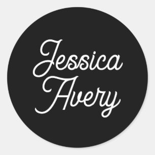 Sticker Rond Tout nom Script Vintage modifié sur noir